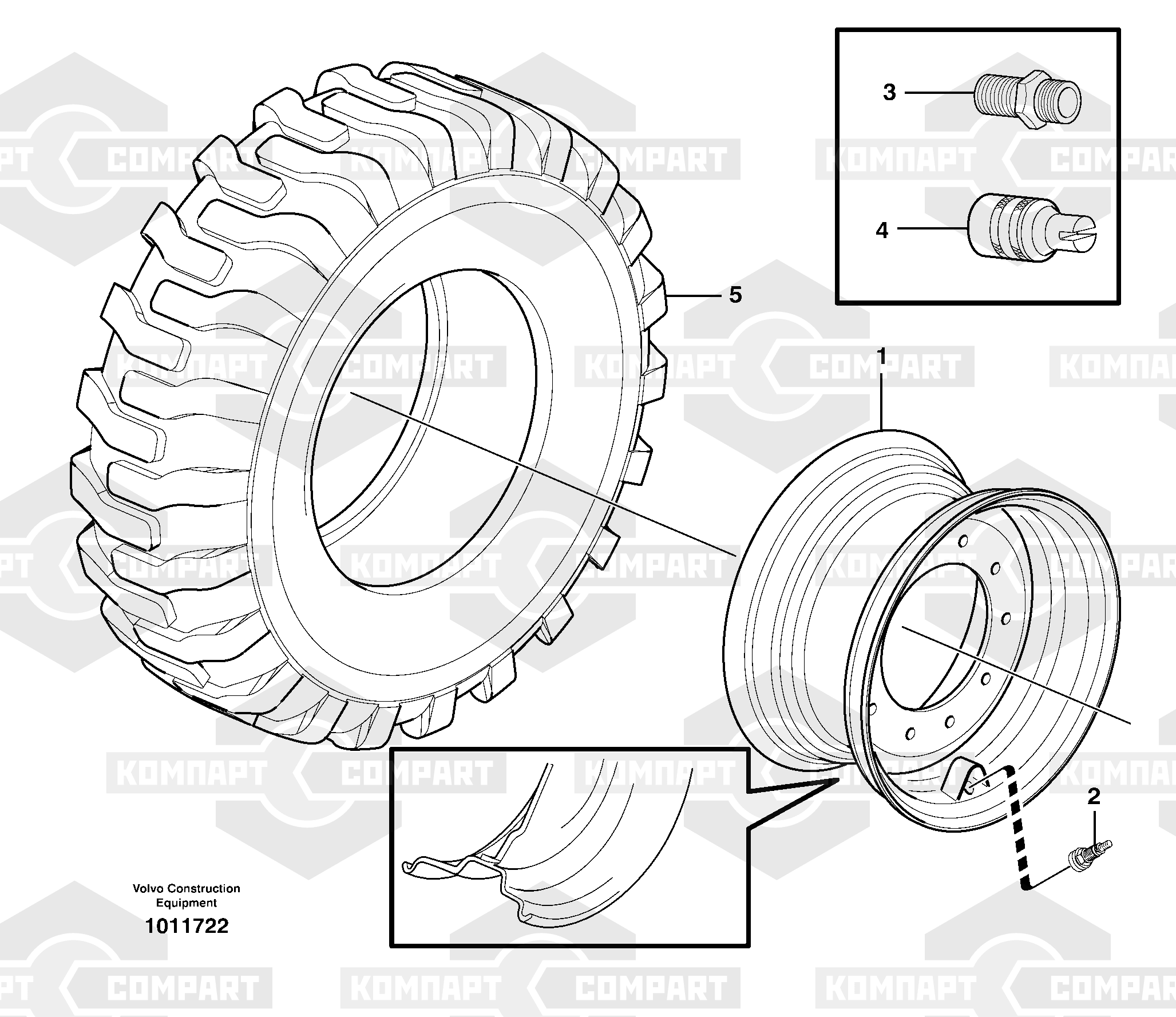 Колесо ФРОНТАЛЬНОГО ПОГРУЗЧИКА VOLVO L50E BRAZIL, S/N 71001 - - купить в  Com-part.ru